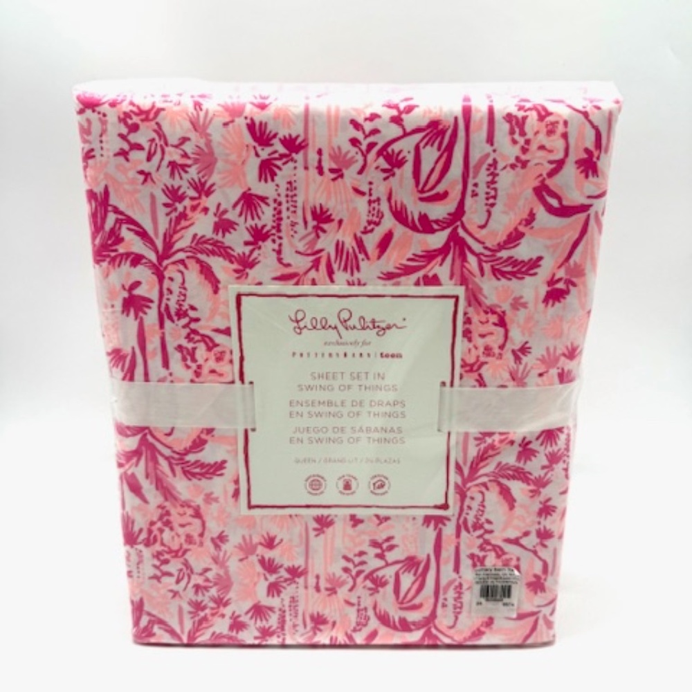 Lilly Pulitzer For Pottery Barn Kids "IN THE SWING OF THINGS" Queen Sheet Set~